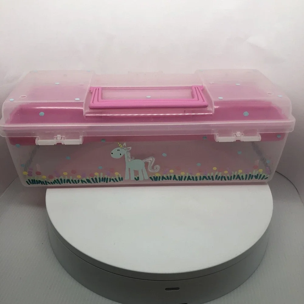 Unicorn‎ Personalized Carrying Case Plastic With Handle & Pink Tray Paper Rabbit